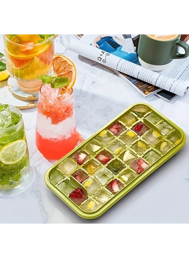 64-Grid Ice Cube Tray with Lid & Bin, Easy-Release Mold for Large Capacity Freezing and Storage, Double-Layer Plastic Design – Perfect Kitchen Accessory for Beverages, and Fresh Fruit Infusions, Ice Cube Trays for Freezer, Beverage Cooling, Transparent Storage, Durable Kitchenware, Easyclean Material. - Image 2